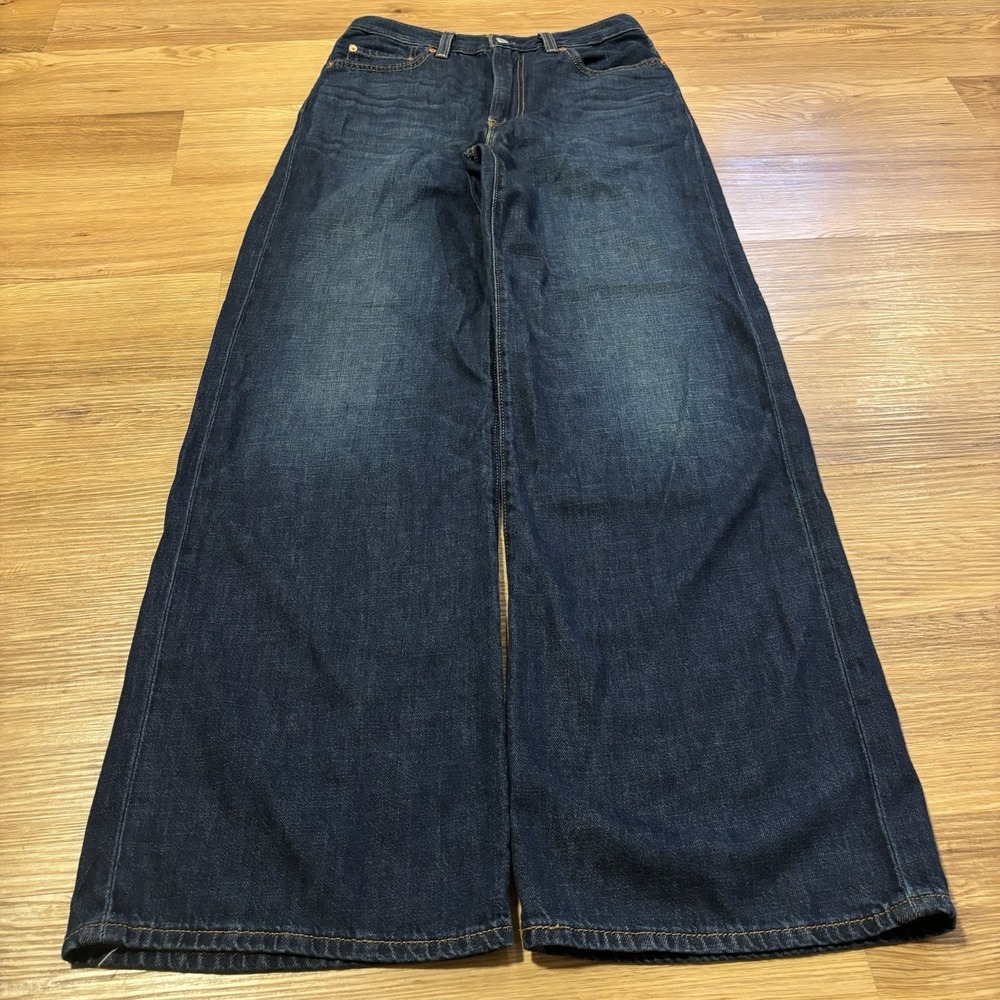 Levis Premium Big E Ribcage Wide Leg Jeans Womens 28 (29x32) Dark Wash High Rise